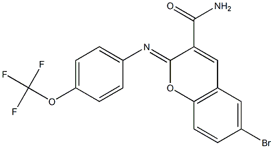 6-bromo-2-{[4-(trifluoromethoxy)phenyl]imino}-2H-chromene-3-carboxamide Struktur