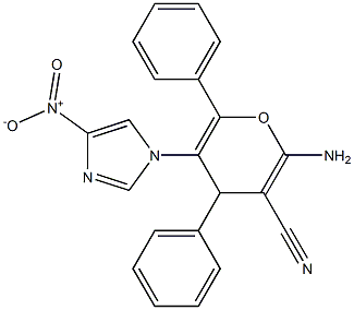 2-amino-5-{4-nitro-1H-imidazol-1-yl}-4,6-diphenyl-4H-pyran-3-carbonitrile Struktur