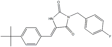 5-(4-tert-butylbenzylidene)-3-(4-fluorobenzyl)imidazolidine-2,4-dione Struktur