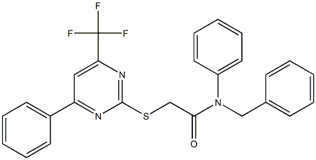 N-benzyl-N-phenyl-2-{[4-phenyl-6-(trifluoromethyl)-2-pyrimidinyl]sulfanyl}acetamide Struktur