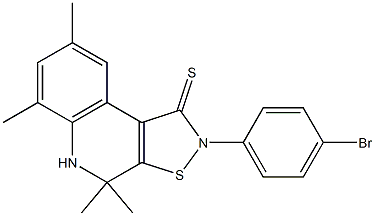 2-(4-bromophenyl)-4,4,6,8-tetramethyl-4,5-dihydroisothiazolo[5,4-c]quinoline-1(2H)-thione Struktur