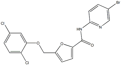 N-(5-bromo-2-pyridinyl)-5-[(2,5-dichlorophenoxy)methyl]-2-furamide Struktur