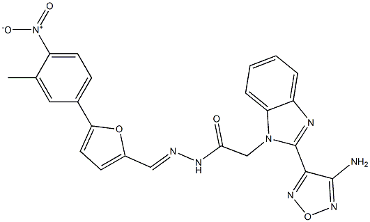 2-[2-(4-amino-1,2,5-oxadiazol-3-yl)-1H-benzimidazol-1-yl]-N'-[(5-{4-nitro-3-methylphenyl}-2-furyl)methylene]acetohydrazide Struktur