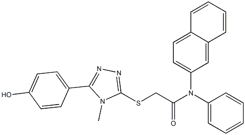 2-{[5-(4-hydroxyphenyl)-4-methyl-4H-1,2,4-triazol-3-yl]thio}-N-(2-naphthyl)-N-phenylacetamide Struktur