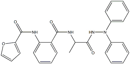 N-[2-({[2-(2,2-diphenylhydrazino)-1-methyl-2-oxoethyl]amino}carbonyl)phenyl]-2-furamide Struktur