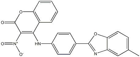 3-nitro-4-[4-(5-methyl-1,3-benzoxazol-2-yl)anilino]-2H-chromen-2-one Struktur