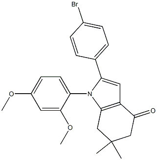 2-(4-bromophenyl)-1-(2,4-dimethoxyphenyl)-6,6-dimethyl-1,5,6,7-tetrahydro-4H-indol-4-one Struktur