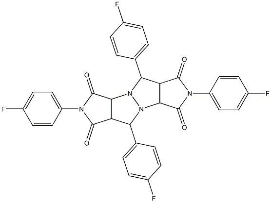 2,5,7,10-tetrakis(4-fluorophenyl)tetrahydropyrrolo[3,4-c]pyrrolo[3',4':4,5]pyrazolo[1,2-a]pyrazole-1,3,6,8(2H,3aH,5H,7H)-tetrone Struktur