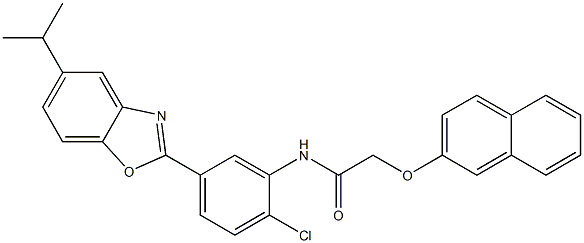 N-[2-chloro-5-(5-isopropyl-1,3-benzoxazol-2-yl)phenyl]-2-(2-naphthyloxy)acetamide Struktur