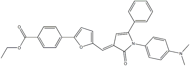 ethyl 4-[5-({1-[4-(dimethylamino)phenyl]-2-oxo-5-phenyl-1,2-dihydro-3H-pyrrol-3-ylidene}methyl)-2-furyl]benzoate Struktur