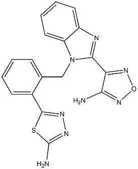 4-{1-[2-(5-amino-1,3,4-thiadiazol-2-yl)benzyl]-1H-benzimidazol-2-yl}-1,2,5-oxadiazol-3-amine Struktur