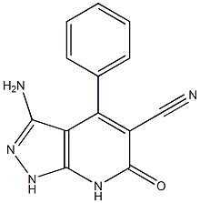 3-amino-6-oxo-4-phenyl-6,7-dihydro-1H-pyrazolo[3,4-b]pyridine-5-carbonitrile Struktur