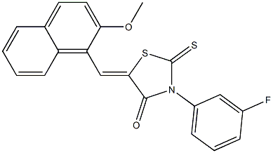 3-(3-fluorophenyl)-5-[(2-methoxy-1-naphthyl)methylene]-2-thioxo-1,3-thiazolidin-4-one Struktur