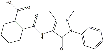 2-{[(1,5-dimethyl-3-oxo-2-phenyl-2,3-dihydro-1H-pyrazol-4-yl)amino]carbonyl}cyclohexanecarboxylic acid Struktur