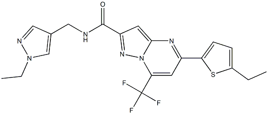 N-[(1-ethyl-1H-pyrazol-4-yl)methyl]-5-(5-ethyl-2-thienyl)-7-(trifluoromethyl)pyrazolo[1,5-a]pyrimidine-2-carboxamide Struktur