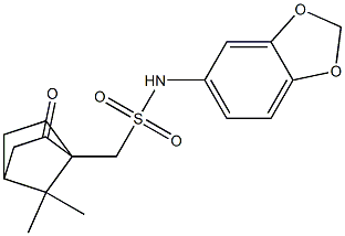 N-(1,3-benzodioxol-5-yl)(7,7-dimethyl-2-oxobicyclo[2.2.1]hept-1-yl)methanesulfonamide Struktur