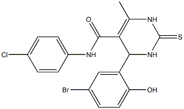 4-(5-bromo-2-hydroxyphenyl)-N-(4-chlorophenyl)-6-methyl-2-thioxo-1,2,3,4-tetrahydro-5-pyrimidinecarboxamide Struktur