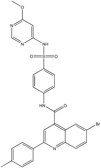 6-bromo-N-(4-{[(6-methoxy-4-pyrimidinyl)amino]sulfonyl}phenyl)-2-(4-methylphenyl)-4-quinolinecarboxamide Struktur