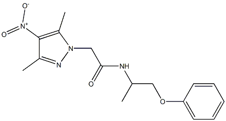 2-{4-nitro-3,5-dimethyl-1H-pyrazol-1-yl}-N-(1-methyl-2-phenoxyethyl)acetamide Struktur