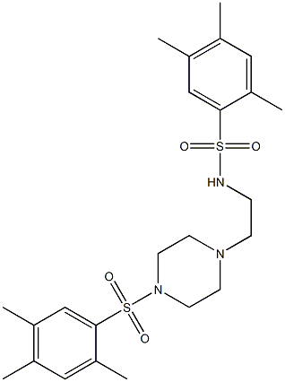 2,4,5-trimethyl-N-(2-{4-[(2,4,5-trimethylphenyl)sulfonyl]-1-piperazinyl}ethyl)benzenesulfonamide Struktur