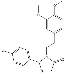 2-(4-chlorophenyl)-3-[2-(3,4-dimethoxyphenyl)ethyl]-1,3-thiazolidin-4-one Struktur