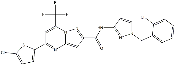 N-[1-(2-chlorobenzyl)-1H-pyrazol-3-yl]-5-(5-chloro-2-thienyl)-7-(trifluoromethyl)pyrazolo[1,5-a]pyrimidine-2-carboxamide Struktur