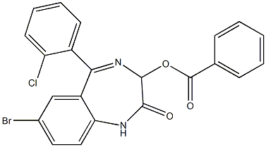 7-bromo-5-(2-chlorophenyl)-2-oxo-2,3-dihydro-1H-1,4-benzodiazepin-3-yl benzoate Struktur