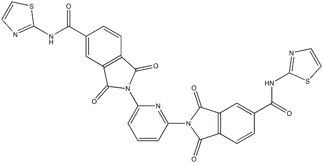 2-(6-{1,3-dioxo-5-[(1,3-thiazol-2-ylamino)carbonyl]-1,3-dihydro-2H-isoindol-2-yl}pyridin-2-yl)-1,3-dioxo-N-(1,3-thiazol-2-yl)-2,3-dihydro-1H-isoindole-5-carboxamide Struktur