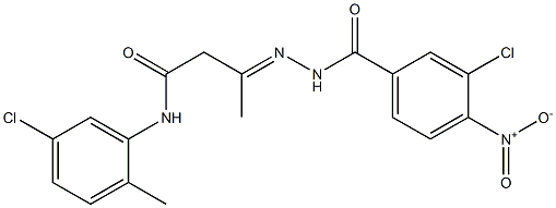 3-({3-chloro-4-nitrobenzoyl}hydrazono)-N-(5-chloro-2-methylphenyl)butanamide Struktur