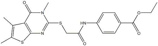 ethyl 4-({[(3,5,6-trimethyl-4-oxo-3,4-dihydrothieno[2,3-d]pyrimidin-2-yl)sulfanyl]acetyl}amino)benzoate Struktur