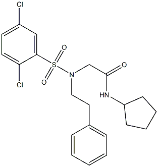 N-cyclopentyl-2-[[(2,5-dichlorophenyl)sulfonyl](2-phenylethyl)amino]acetamide Struktur