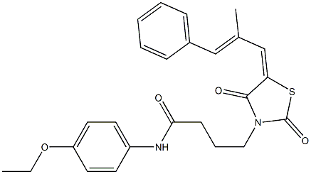 N-(4-ethoxyphenyl)-4-[5-(2-methyl-3-phenyl-2-propenylidene)-2,4-dioxo-1,3-thiazolidin-3-yl]butanamide Struktur