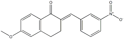 2-{3-nitrobenzylidene}-6-methoxy-3,4-dihydro-1(2H)-naphthalenone Struktur