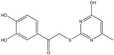 1-(3,4-dihydroxyphenyl)-2-[(4-hydroxy-6-methyl-2-pyrimidinyl)sulfanyl]ethanone Struktur