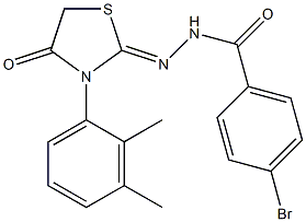 4-bromo-N'-[3-(2,3-dimethylphenyl)-4-oxo-1,3-thiazolidin-2-ylidene]benzohydrazide Struktur