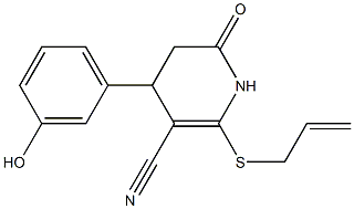 2-(allylsulfanyl)-4-(3-hydroxyphenyl)-6-oxo-1,4,5,6-tetrahydro-3-pyridinecarbonitrile Struktur