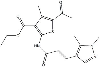 ethyl 5-acetyl-2-{[3-(1,5-dimethyl-1H-pyrazol-4-yl)acryloyl]amino}-4-methyl-3-thiophenecarboxylate Struktur