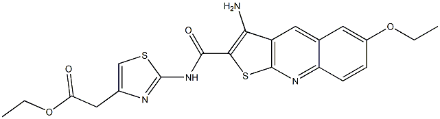 ethyl (2-{[(3-amino-6-ethoxythieno[2,3-b]quinolin-2-yl)carbonyl]amino}-1,3-thiazol-4-yl)acetate Struktur