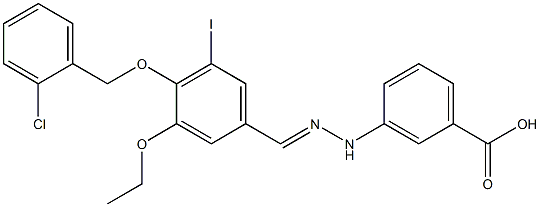 3-(2-{4-[(2-chlorobenzyl)oxy]-3-ethoxy-5-iodobenzylidene}hydrazino)benzoic acid Struktur