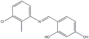 4-{[(3-chloro-2-methylphenyl)imino]methyl}-1,3-benzenediol Struktur