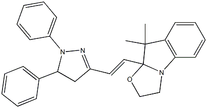 9a-[2-(1,5-diphenyl-4,5-dihydro-1H-pyrazol-3-yl)vinyl]-9,9-dimethyl-2,3,9,9a-tetrahydro[1,3]oxazolo[3,2-a]indole Struktur