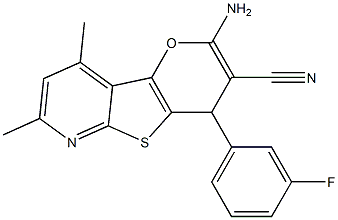 2-amino-4-(3-fluorophenyl)-7,9-dimethyl-4H-pyrano[2',3':4,5]thieno[2,3-b]pyridine-3-carbonitrile Struktur