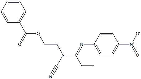 2-[cyano(N-{4-nitrophenyl}propanimidoyl)amino]ethyl benzoate Struktur