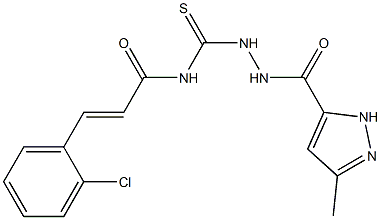 (E)-3-(2-chlorophenyl)-N-({2-[(3-methyl-1H-pyrazol-5-yl)carbonyl]hydrazino}carbothioyl)-2-propenamide Struktur