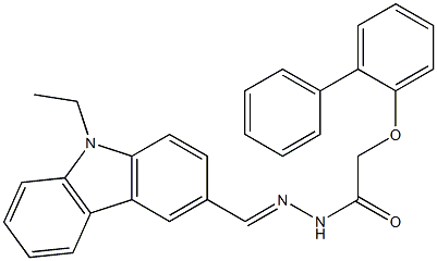 2-([1,1'-biphenyl]-2-yloxy)-N'-[(E)-(9-ethyl-9H-carbazol-3-yl)methylidene]acetohydrazide Struktur