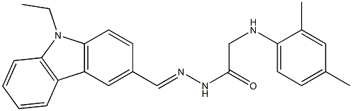 2-(2,4-dimethylanilino)-N'-[(E)-(9-ethyl-9H-carbazol-3-yl)methylidene]acetohydrazide Struktur