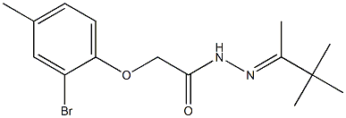 2-(2-bromo-4-methylphenoxy)-N'-[(E)-1,2,2-trimethylpropylidene]acetohydrazide Struktur