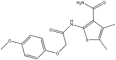 2-{[2-(4-methoxyphenoxy)acetyl]amino}-4,5-dimethyl-3-thiophenecarboxamide Struktur