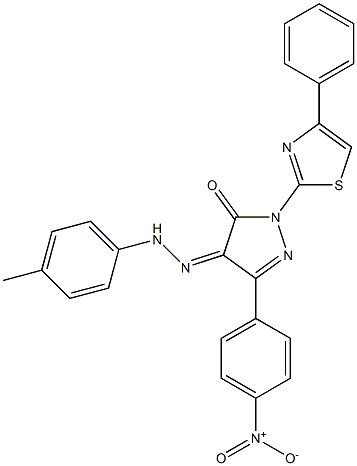 3-(4-nitrophenyl)-1-(4-phenyl-1,3-thiazol-2-yl)-1H-pyrazole-4,5-dione 4-[N-(4-methylphenyl)hydrazone] Struktur