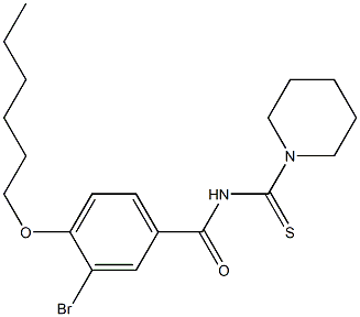 3-bromo-4-(hexyloxy)-N-(1-piperidinylcarbothioyl)benzamide Struktur